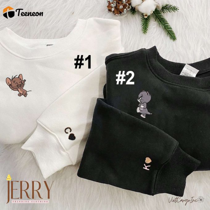 Funny Tom &Amp;Amp; Jerry Embroidered Sweatshirt Set – Matching Hoodies