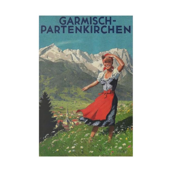 Garmisch Partenkirchen... Vintage Tourist Poster For Home Decor Gift Canvas 3