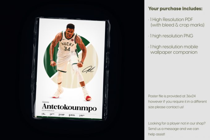 Giannis Antetokounmpo Poster, Milwaukee Bucks, Basketball Gifts, Sports Poster, Basketball Player Poster, Basketball Wall Art 4