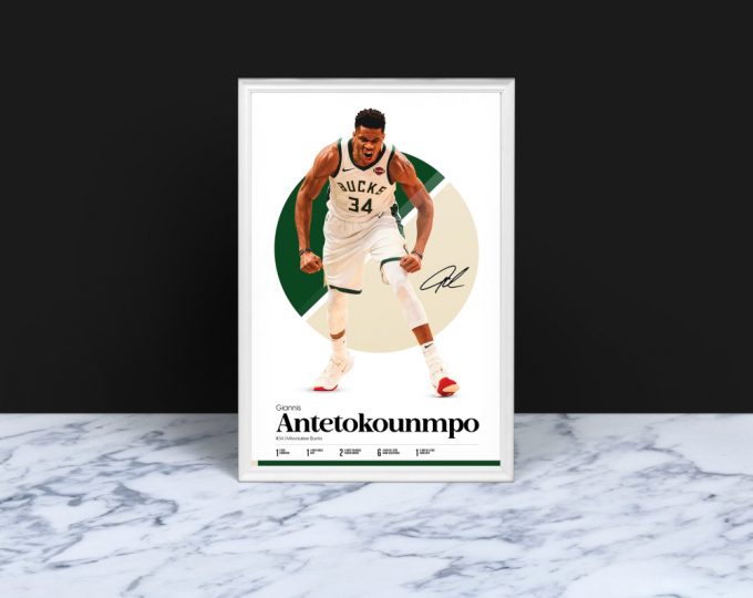 Giannis Antetokounmpo Poster, Milwaukee Bucks, Basketball Gifts, Sports Poster, Basketball Player Poster, Basketball Wall Art 5