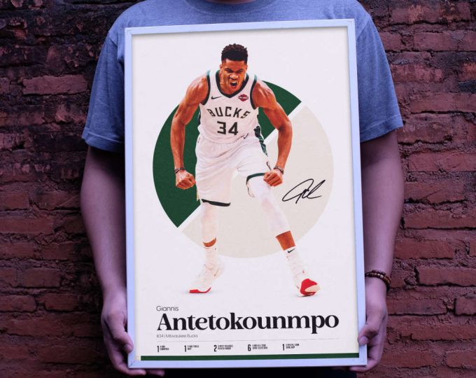 Giannis Antetokounmpo Poster, Milwaukee Bucks, Basketball Gifts, Sports Poster, Basketball Player Poster, Basketball Wall Art 7