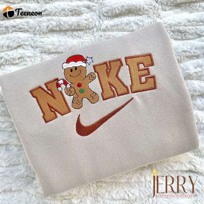 Gingerbread Christmas Nike Embroidered Sweatshirt 1