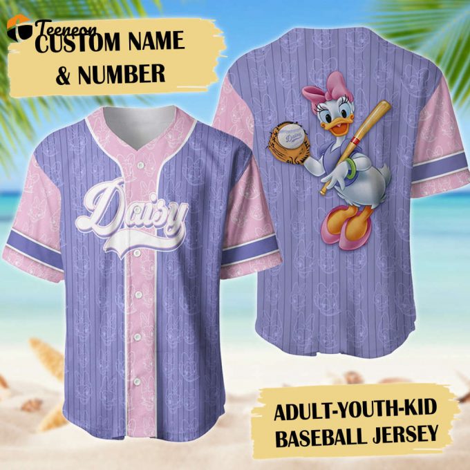 Girl Duck Patterns Purple Pink Baseball Jersey - Cute And Colorful Duck Baseball Jersey Shirt For Girls Perfect Gift For Duck Lovers 1