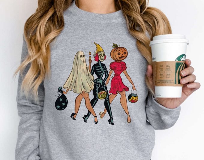 Girls Skeleton Sweatshirt: Vintage Halloween Hoodie Trick Or Treat Sanderson Sisters Shirt 3