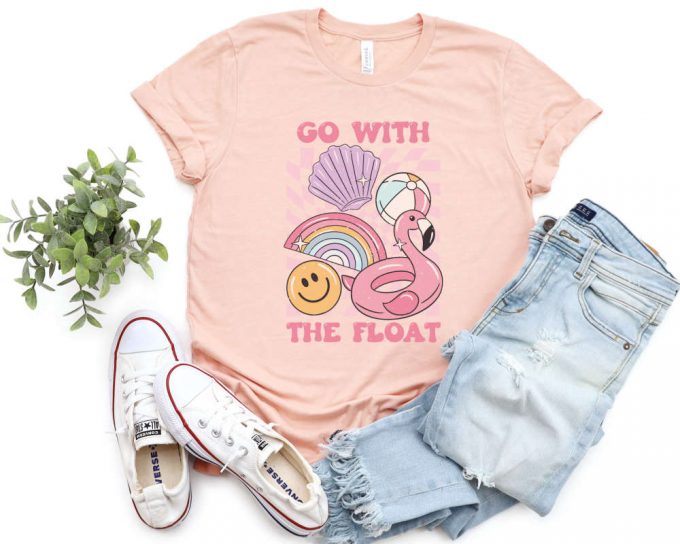 Go With The Float Shirt, Retro Summer T-Shirt, Beach Shirt, Oversized Graphic Tee, Vacation Shirt, Bathing Suit Cover Up Shirt, Gift For Her 3