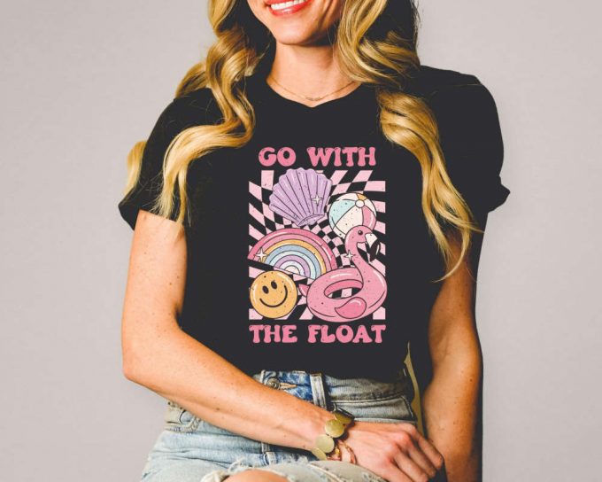 Go With The Float Shirt, Retro Summer T-Shirt, Beach Shirt, Oversized Graphic Tee, Vacation Shirt, Bathing Suit Cover Up Shirt, Gift For Her 4