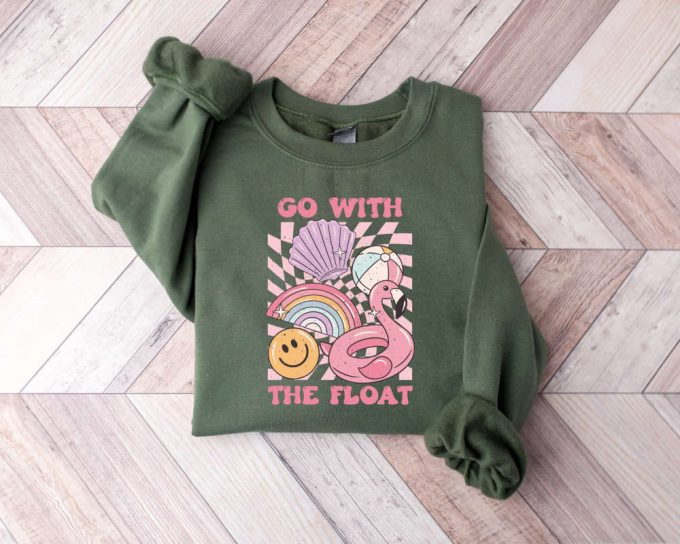 Go With The Float Sweatshirt, Retro Summer Sweater, Beach Sweater, Oversized Graphic, Vacation Sweater, Bathing Suit Cover Up Sweater 2