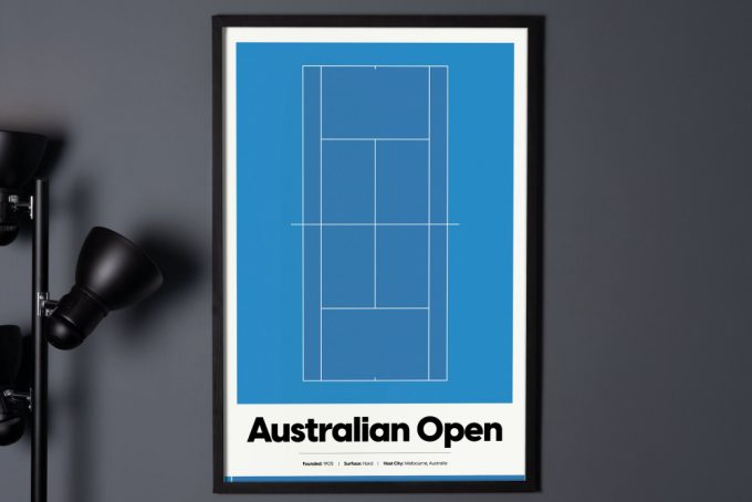 Grand Slam Tournament Art Set Of 4, Tennis Poster Prints, Australian Open Print, Wimbledon Poster, Us Open 6