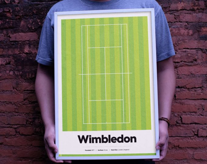 Grand Slam Tournament Art Set Of 4, Tennis Poster Prints, Australian Open Print, Wimbledon Poster, Us Open 7
