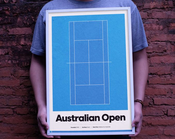 Grand Slam Tournament Art Set Of 4, Tennis Poster Prints, Australian Open Print, Wimbledon Poster, Us Open 10