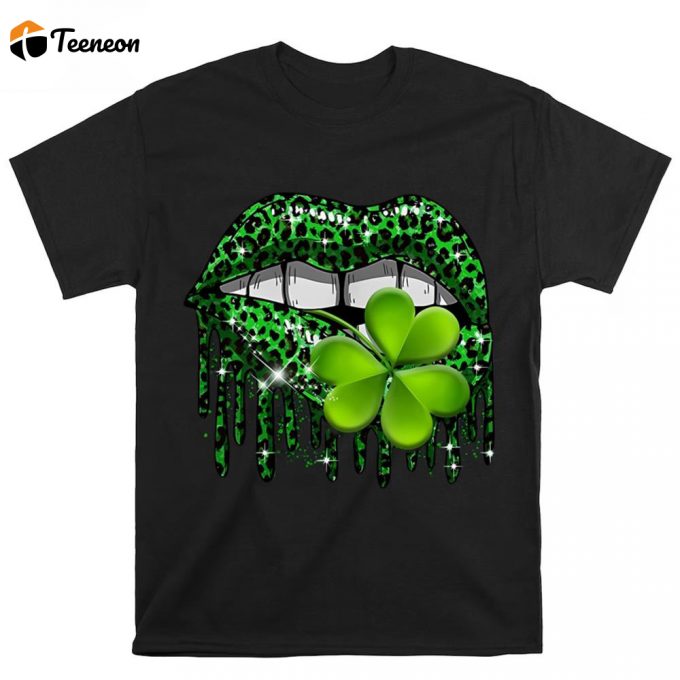 Green Lips Sexy Irish Leopard Shamrock St Patricks Day Awesome T Shirts 1