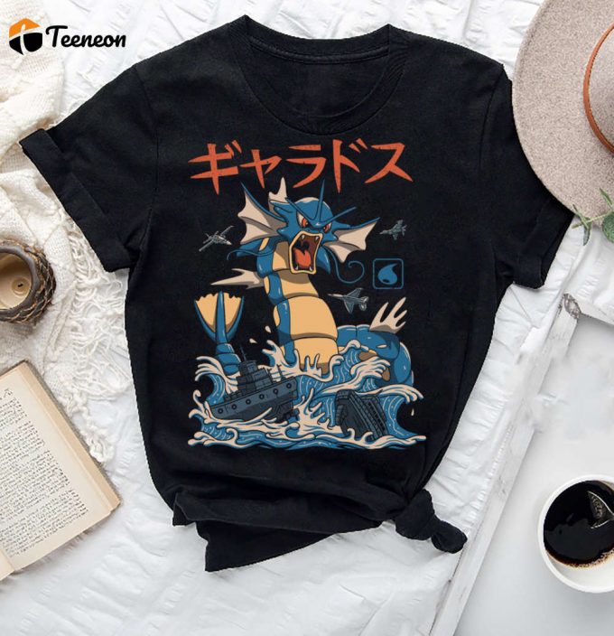 Japanese Gyarados Kaiju T-Shirt: Unique Pokemon Shirt For Fans 1