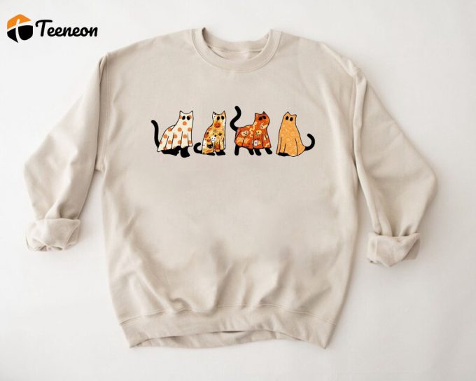 Spooky Vibes Halloween Cat Sweatshirt: Pumpkin Hoodie For Fall Perfect For Halloween Party – Tis The Season Shirt