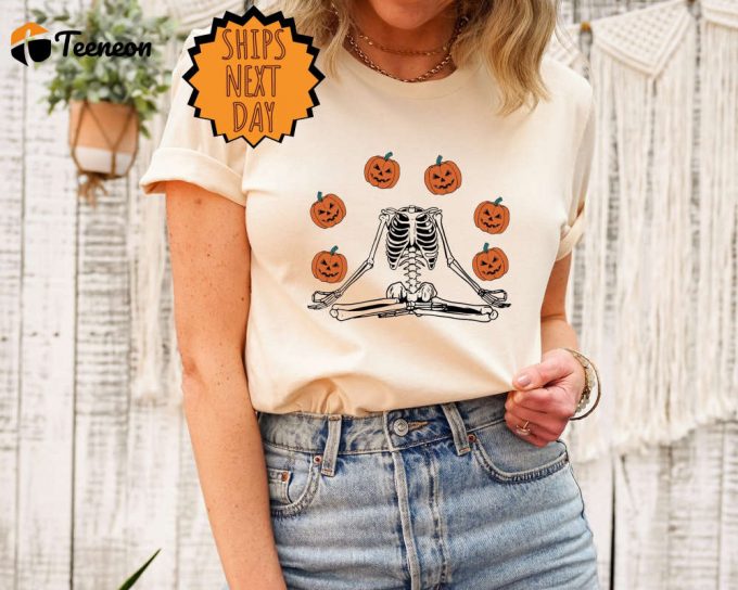 Halloween Shirt, Skeleton Shirt, Pumpkin Skeleton Shirt, Funny Skeleton Shirt, Spooky Season Shirt, Spooky T-Shirt, Funny Halloween Shirt 1