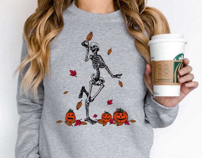 Spooktacular Halloween Skeleton &Amp; Pumpkin Shirt - Perfect For Fall Parties &Amp; Costumes! 2