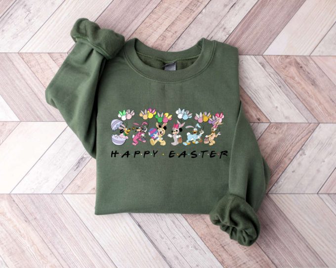 Happy Easter Sweatshirt, Funny Easter Disney Friends Sweater, Easter Disney Matching Sweatshirt, Easter Mickey And Minnie Sweater 3