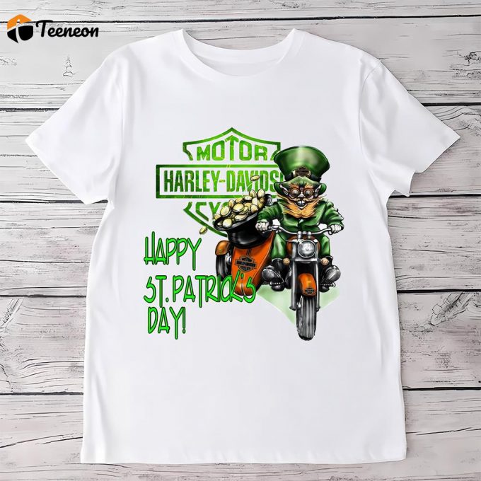 Harley Davidson Motorcycle Leprechaun St Patrick T Shirt 1