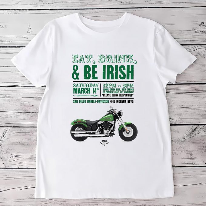 Harley Davidson Motorcycles Bike St Patricks Day T Shirt 2