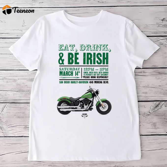 Harley Davidson Motorcycles Bike St Patricks Day T Shirt 1