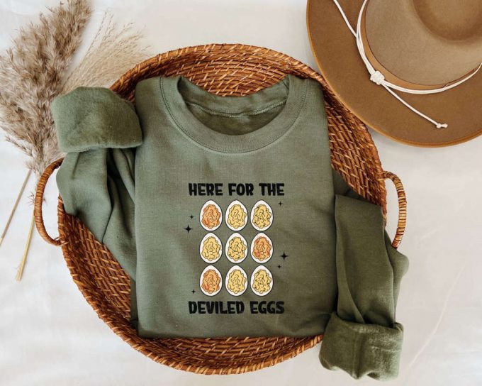 Here For The Deviled Eggs Sweatshirt, Funny Thanksgiving,Food Sweater,Thanksgiving Dinner,Cute Food Sweater,Turkey Day Sweater,Gobble Gobble 2