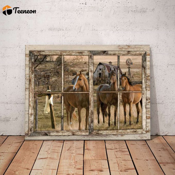 Horses Wood Windows Poster For Home Decor Gift For Home Decor Gift 1