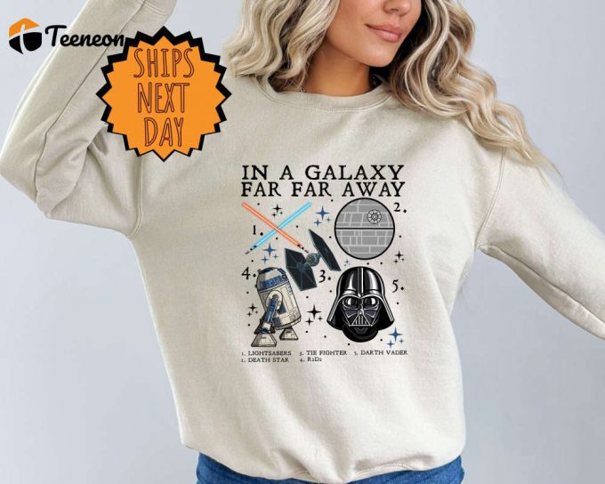 In A Galaxy Far Far Away Sweatshirt, Galaxy Sweater ,Light Sabers Sweater, Death Star Sweater, Tie Fighter Sweater,Gifts 2024Gifts 2024,Light Gift Sweater 1