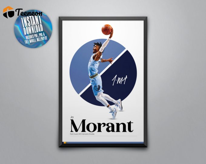 Ja Morant Poster, Memphis Grizzlies, Moran Poster, Basketball Gifts, Sports Poster, Basketball Player Poster, Basketball Wall Art 1