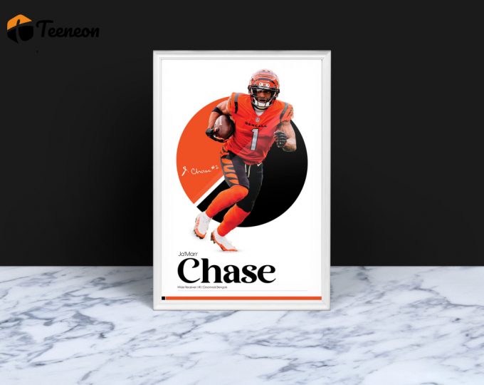 Jamarr Chase Poster, Cincinnati Bengals Poster, Bengals, Football Gifts, Sports Poster, Football Player Poster, Football Wall Art 1