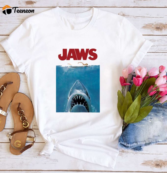 Vintage Jaws Movie Poster T-Shirt Hoodie: Cool Jaw Shirt For Fans - Full Size Men Women Unisex 1