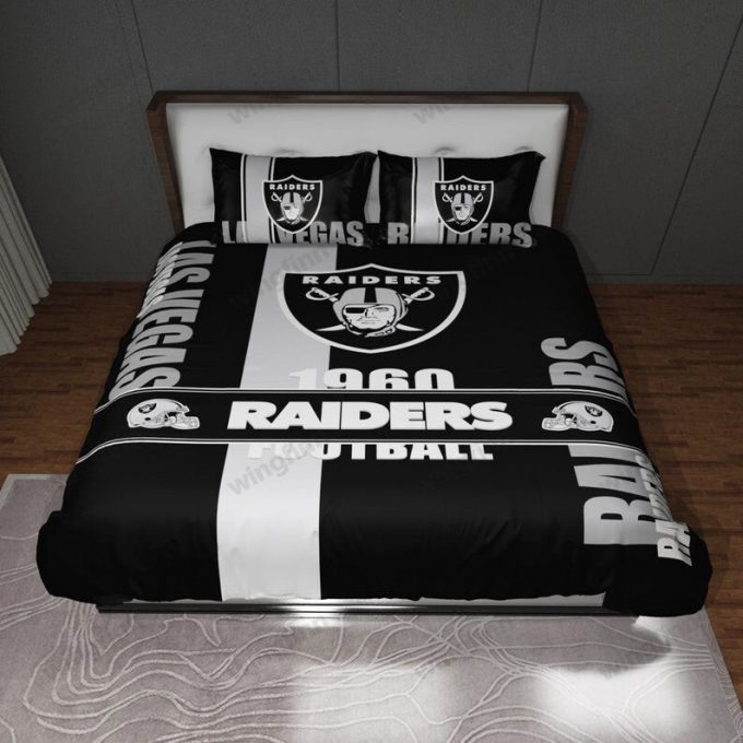 Ultimate Las Vegas Raiders Bedding Set Gift For Fans: 3Pcs Duvet Cover Pillow Cases &Amp;Amp; Full Bed Sheet Set For Fans! 1