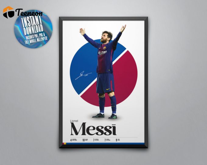Leo Messi Poster, Lionel Messi Football, Soccer Gifts, Sports Poster, Football Player Poster, Soccer Wall Art, Sports Bedroom Posters 1