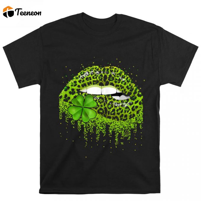 Lips Sexy Irish Leopard Print Shamrock Green St Patrick’s Day T Shirt 1