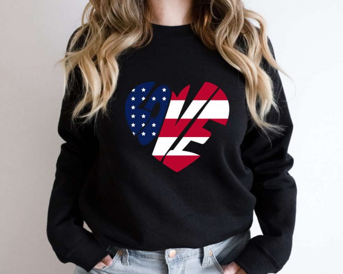 Love America Flag Sweatshirt, Independence Day Sweater, 4Th Of July Party Sweater, Usa Flag Sweater, America Patriotic Celebration Sweater 3