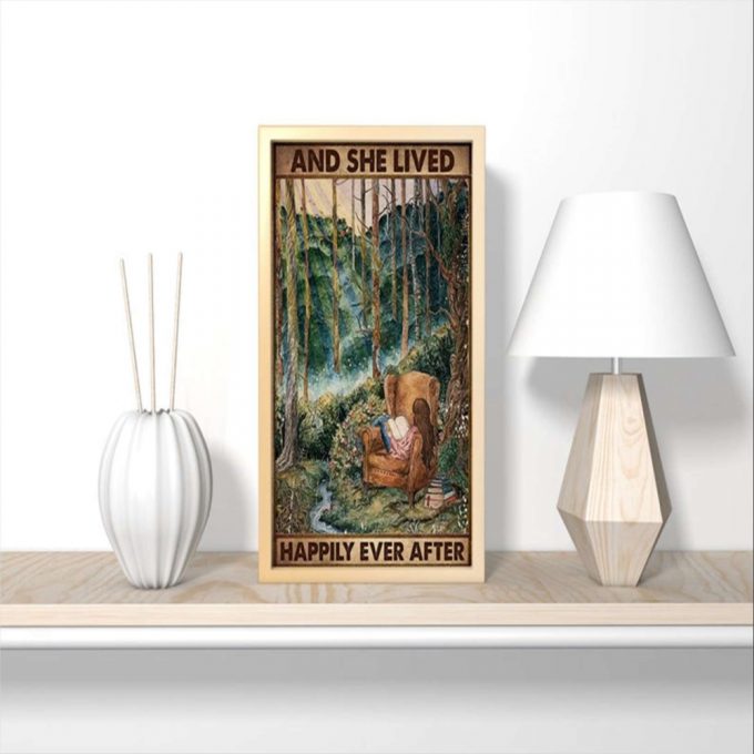 Love Reading Book And She Lived Happily Ever After Girl Reading Book Poster For Home Decor Gift For Home Decor Gift 2