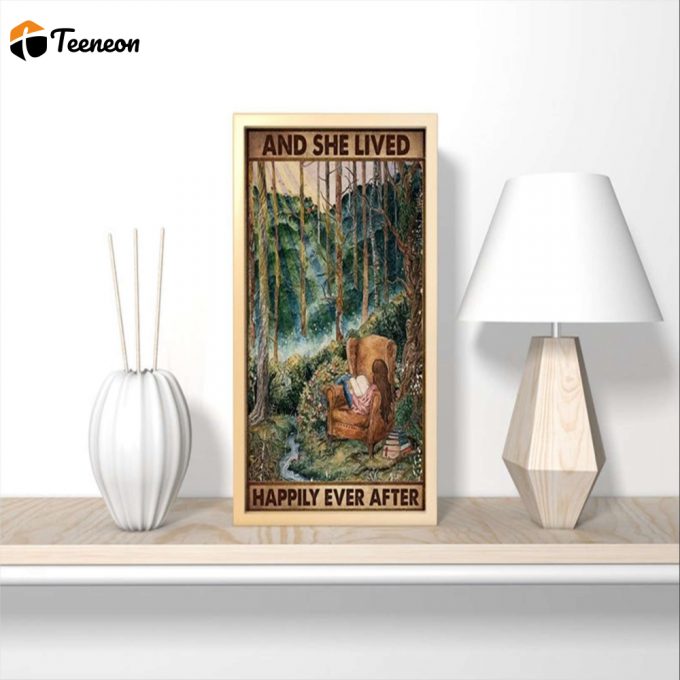 Love Reading Book And She Lived Happily Ever After Girl Reading Book Poster For Home Decor Gift For Home Decor Gift 1