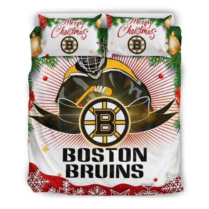 Merry Christmas Boston Bruins Hockey Sport 2 Bedding Set Gift For Fans: Perfect Gift For Fans!