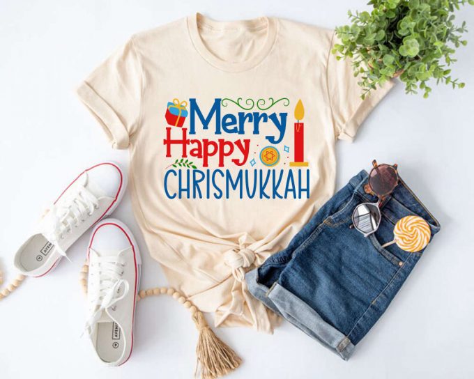 Shine &Amp; Celebrate With Merry Happy Chrismukkah Shirt - Festival Of Lights Hanukkah &Amp; Chanukah Shirt 3