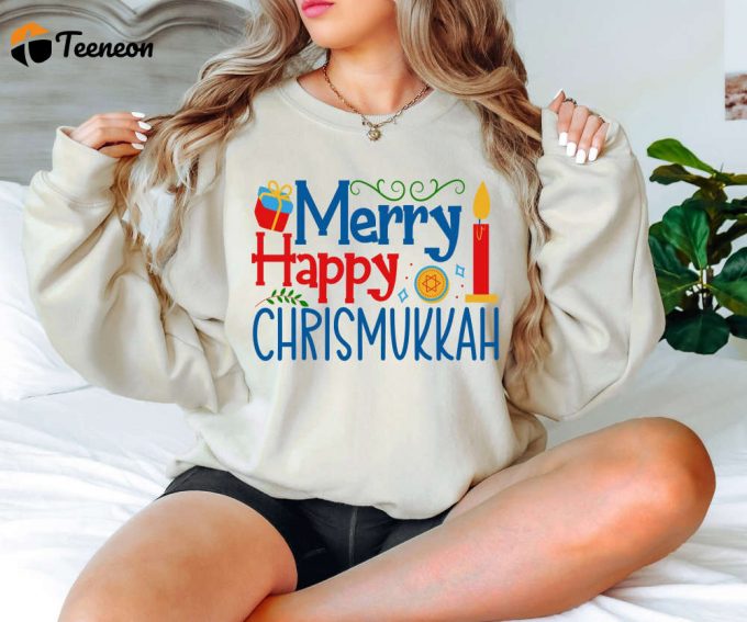 Shine &Amp;Amp; Celebrate With Merry Happy Chrismukkah Shirt - Festival Of Lights Hanukkah &Amp;Amp; Chanukah Shirt 1