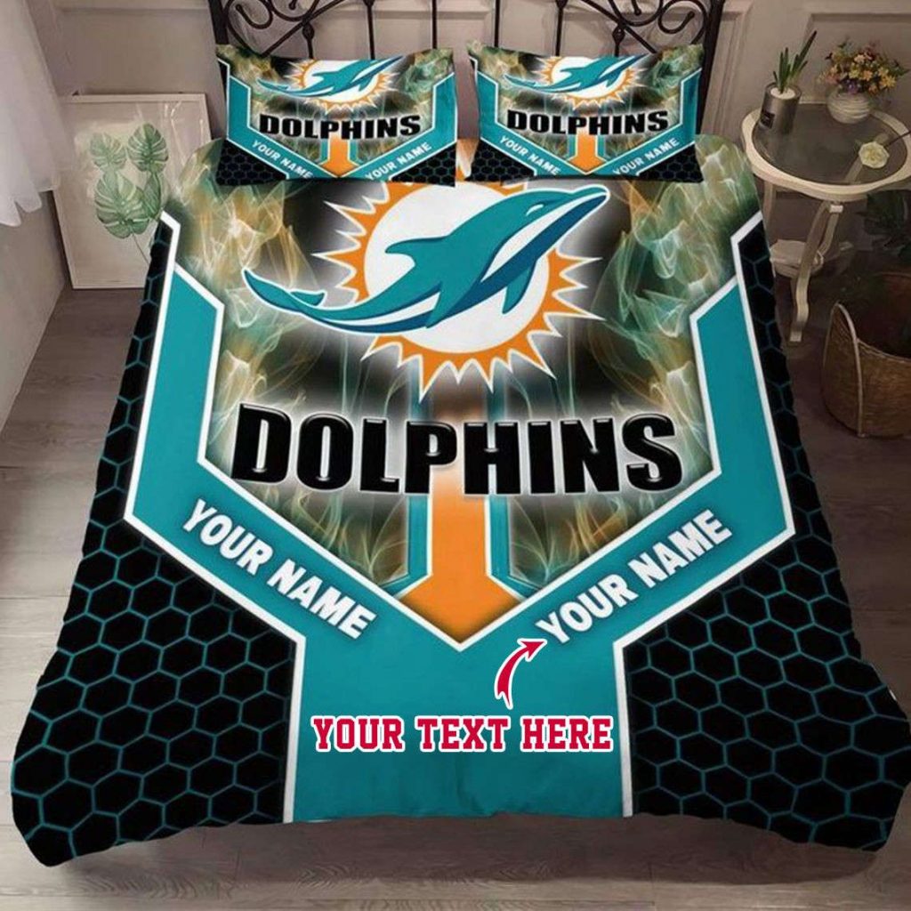 Custom Miami Dolphins Football Bedding Set Gift For Fans - Perfect Gift For Fans King Queen Twin Sizes 2