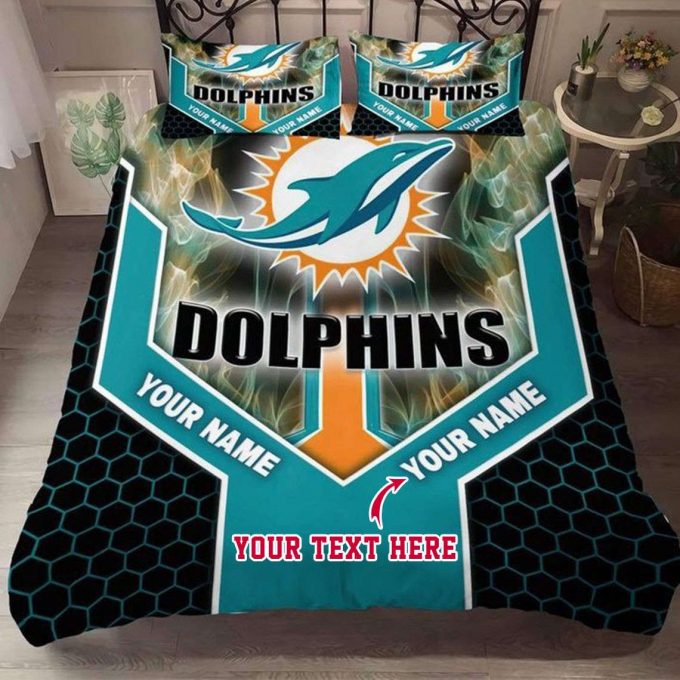 Custom Miami Dolphins Football Bedding Set Gift For Fans - Perfect Gift For Fans King Queen Twin Sizes 1