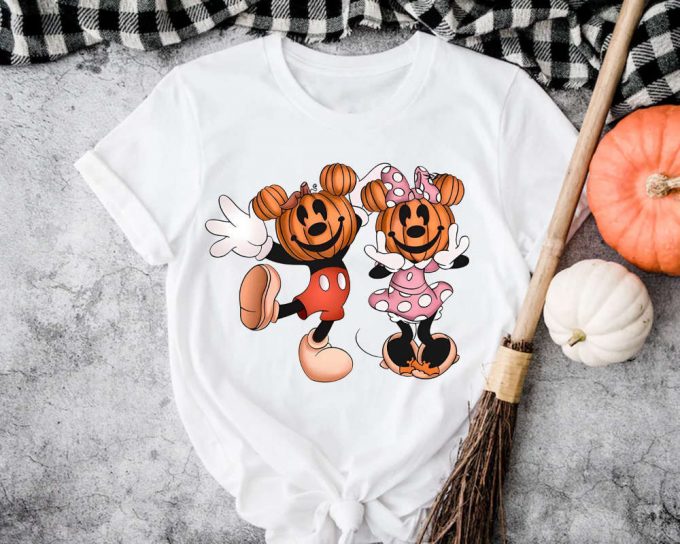 Mickey And Minnie Halloween Couple Tee: Disney Pumpkin Shirts Funny Halloween Gift T-Shirt 3