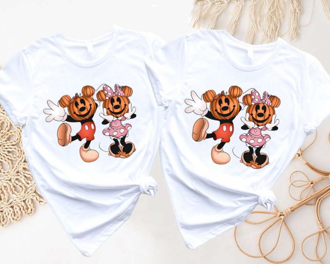 Mickey And Minnie Halloween Couple Tee: Disney Pumpkin Shirts Funny Halloween Gift T-Shirt 4