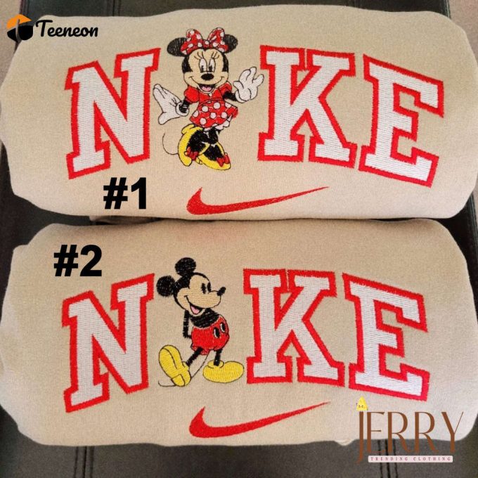 Mickey And Minnie Mouse Disney Nike Embroidered Sweatshirt 1