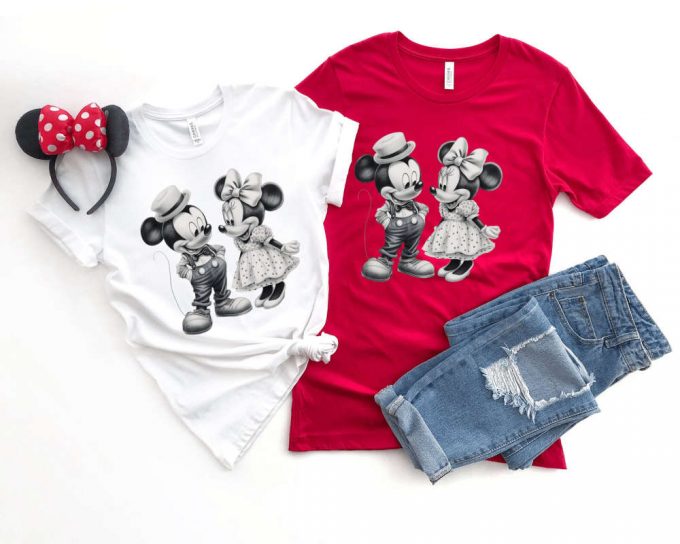 Mickey And Minnie Mouse Shirt, Mickey And Minnie Mouse Black And White Cartoon Character Shirt, Disney Couple Shirt, Disney Gift Shirt 3