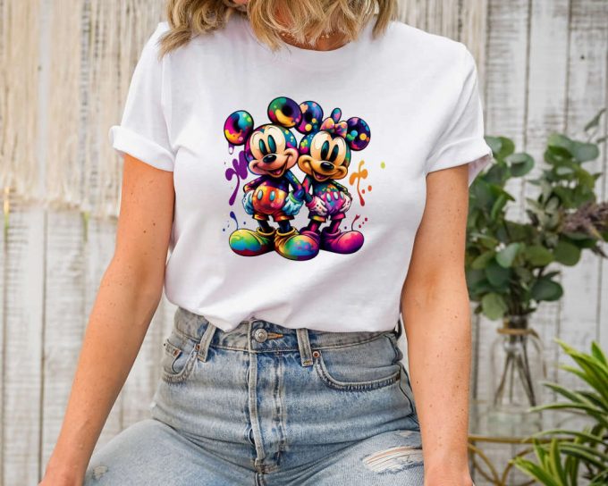 Mickey And Minnie Mouse Shirt,Watercolor Mickey And Minnie Cartoon Character Shirt,Disney Couple Shirt,Disney Gift Shirt,Disney Matching Tee 2