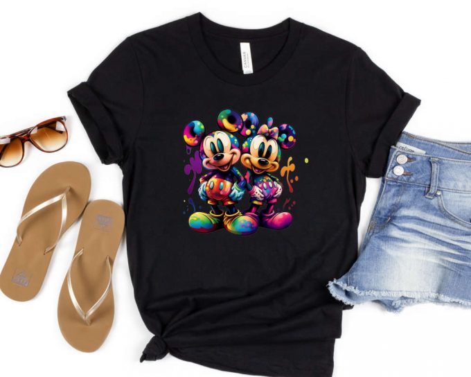 Mickey And Minnie Mouse Shirt,Watercolor Mickey And Minnie Cartoon Character Shirt,Disney Couple Shirt,Disney Gift Shirt,Disney Matching Tee 4