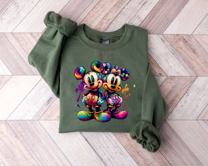 Mickey And Minnie Mouse Sweatshirt, Watercolor Mickey And Minnie Cartoon Character,Disney Couple Sweater,Disney Gift,Disney Matching Sweater 2