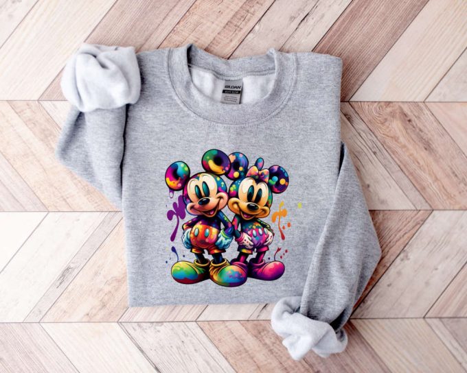 Mickey And Minnie Mouse Sweatshirt, Watercolor Mickey And Minnie Cartoon Character,Disney Couple Sweater,Disney Gift,Disney Matching Sweater 3