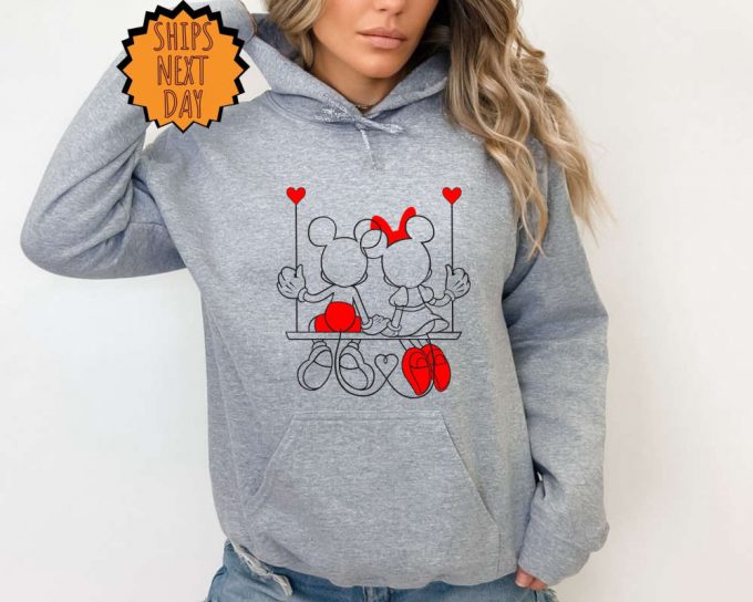 Mickey And Minnie Swing Sweatshirt, Valentines Day Disney Hoodie, Disneyworld Valentines Travel Shirt, Valentines Day Disney Matching Shirt 2