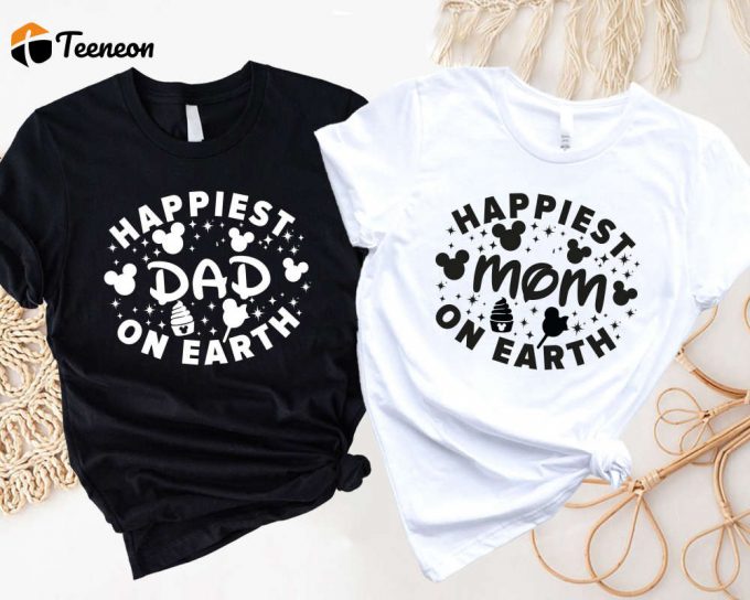 Disney Family Shirts: Mickey &Amp;Amp; Minnie Happiest Parents On Earth Wdw &Amp;Amp; Friends Theme Park Shirt 1